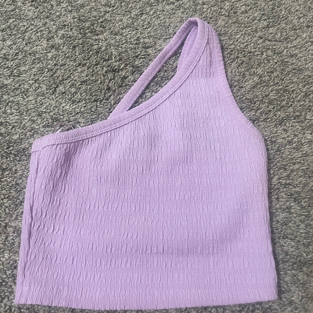 American Eagle Outfitters Lilac One-Shoulder Crop Top